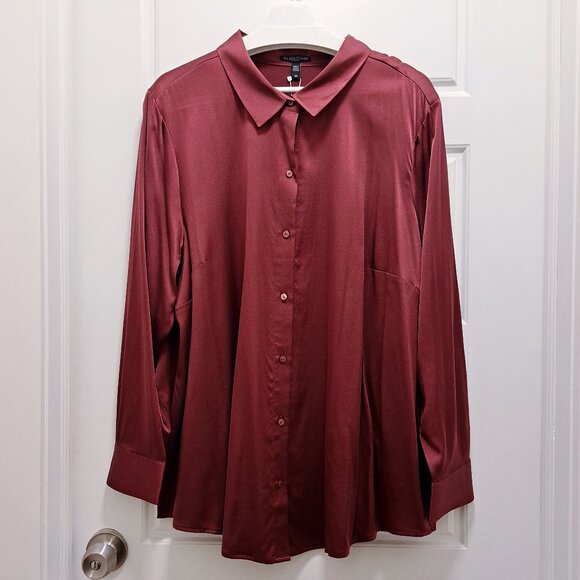 Eileen Fisher Stretch Silk Charmeuse Classic Collar Shirt Size 2X - Picture 1 of 14